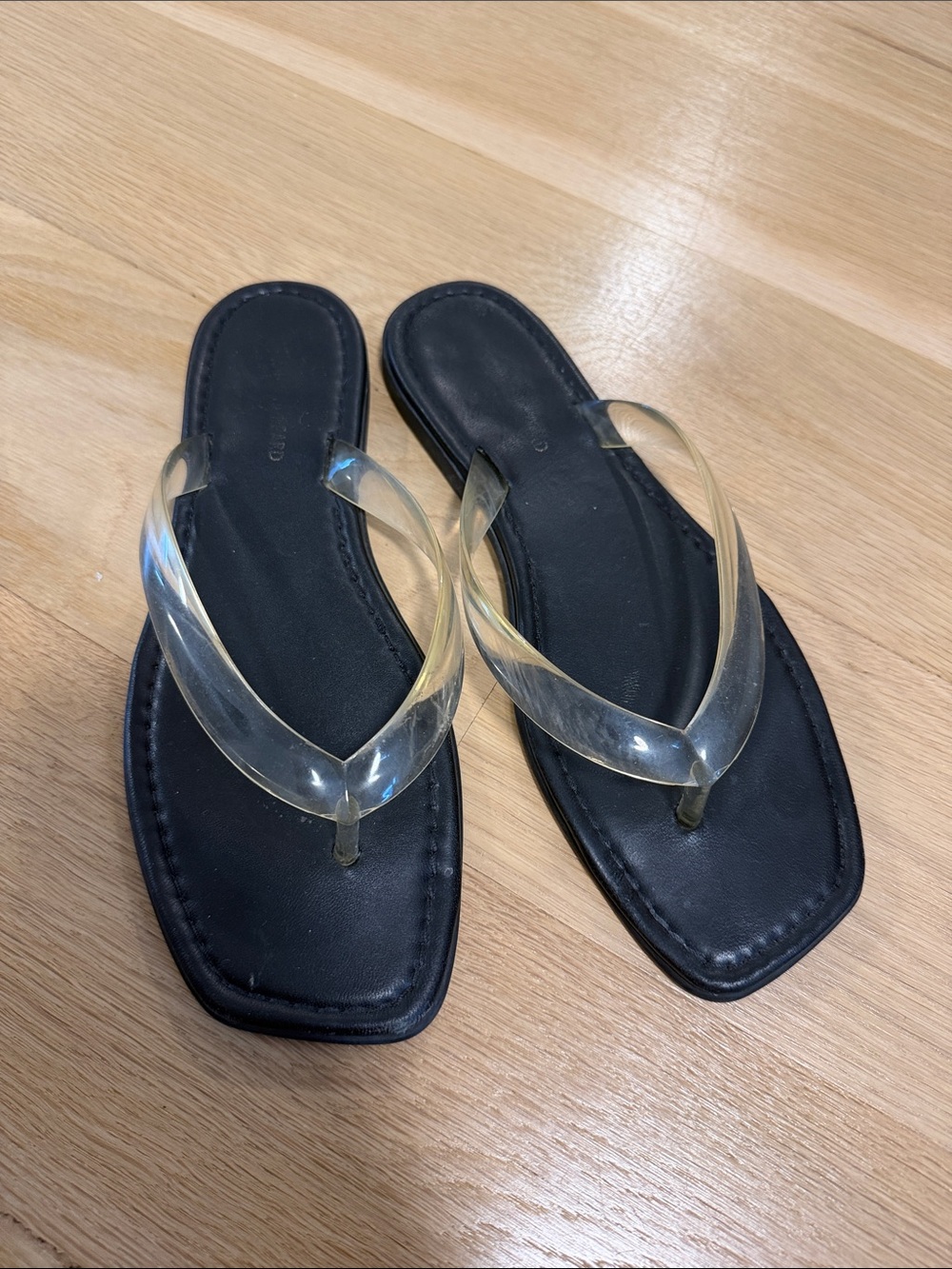 Veronica Beard Clear Strap Black Women's Sandals